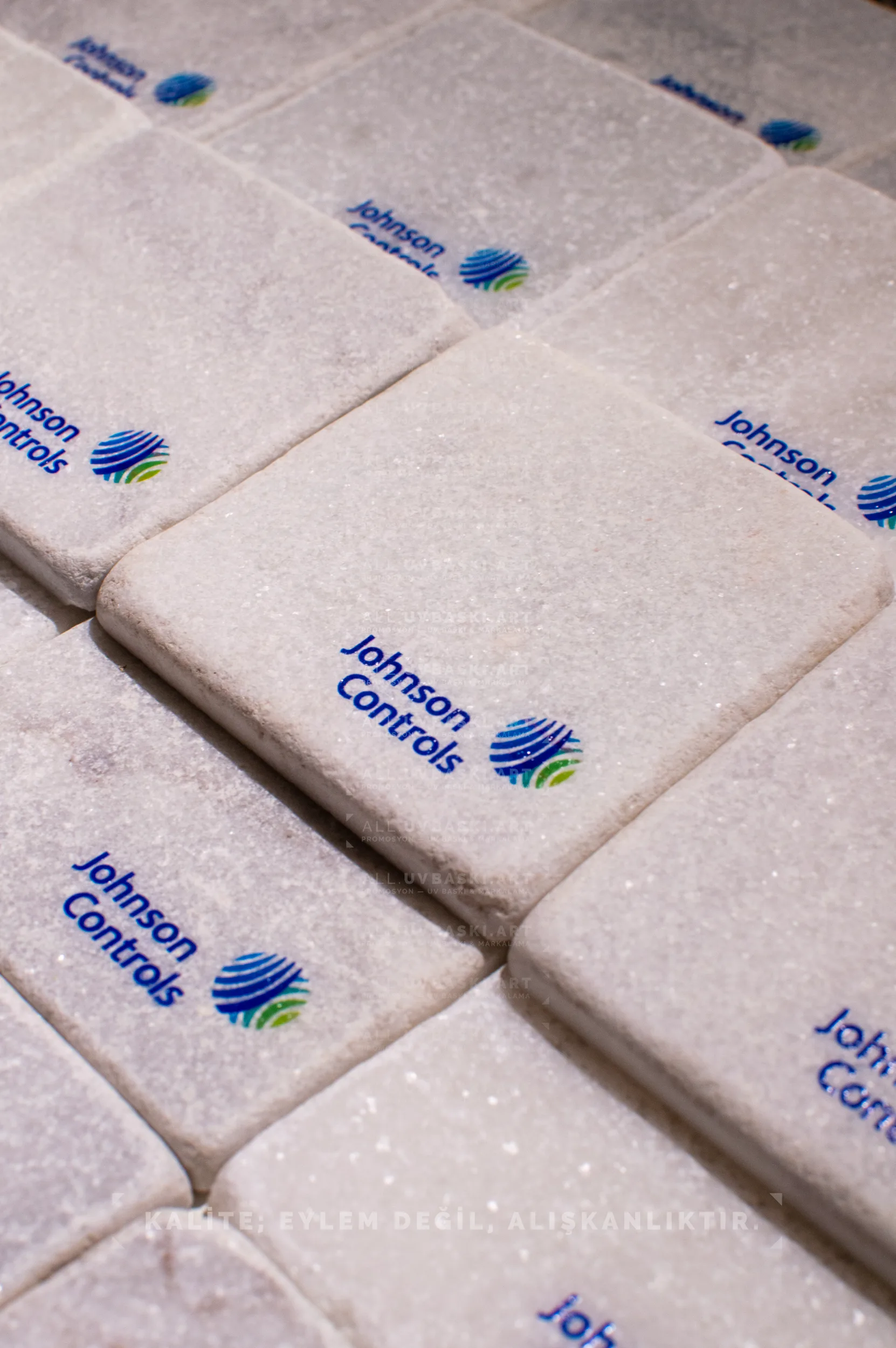 Taş bardak altlığı, Mimaki UV baskı ile kurumsal promosyon &uuml;r&uuml;n&uuml;.